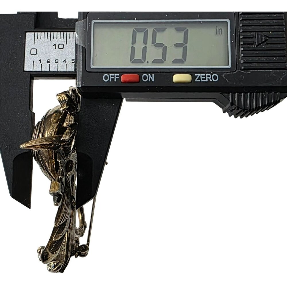 Vintage Swan Brooch Rhinestones Figural Bird Pin Mid Century Statement Gold-Tone - Picture 11 of 15